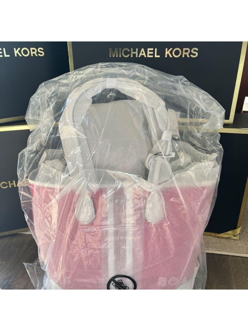 Eva Large Signature Logo Stripe Tote Bag